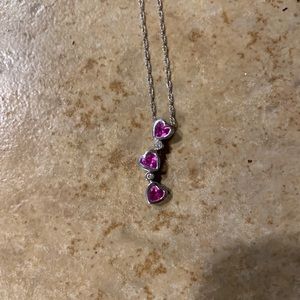 Three Heart Pink Necklack
